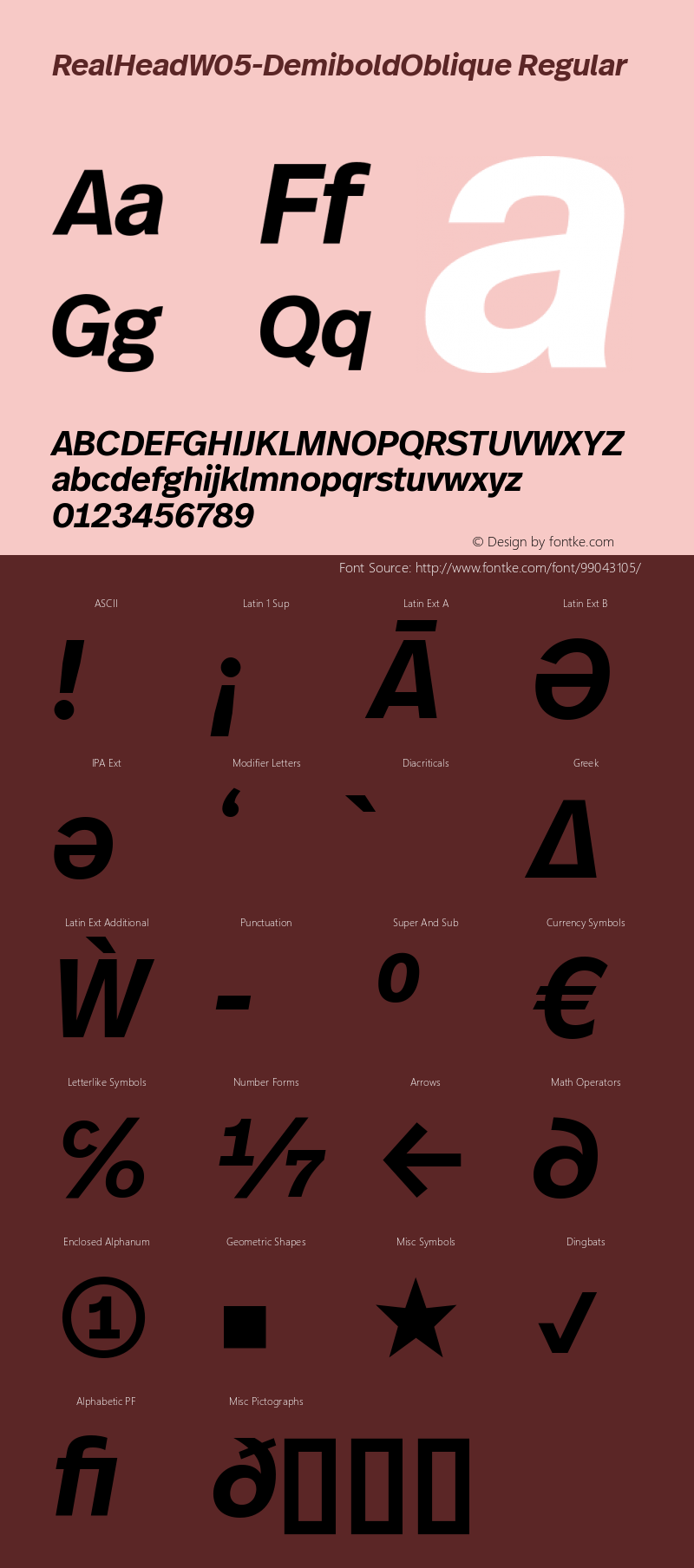 Real Head W05 Demibold Oblique Version 1.00 Font Sample