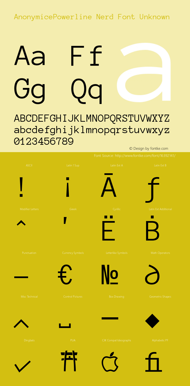 AnonymicePowerline Nerd Font Unknown Version 1.002 Font Sample