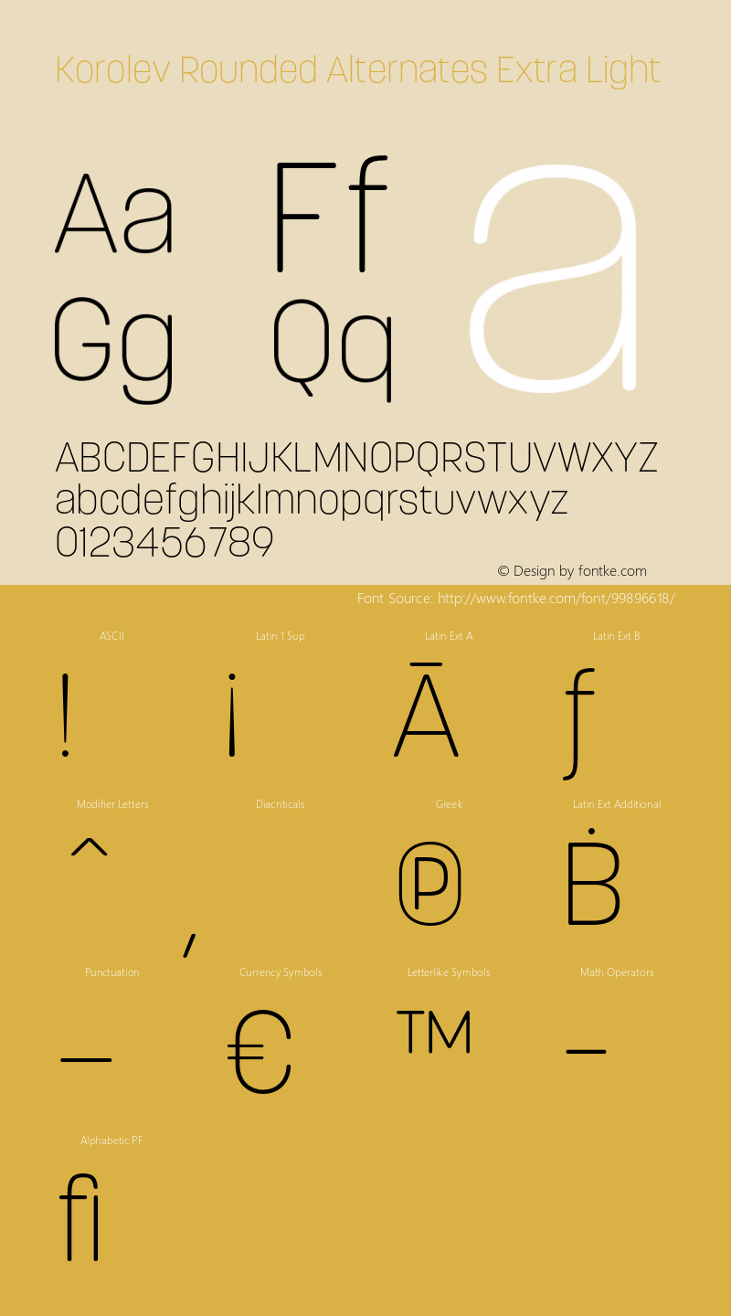 Korolev Rounded Alternates Extra Light Version 2.000;hotconv 1.0.109;makeotfexe 2.5.65596 Font Sample