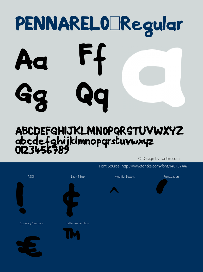 PENNARELO Regular Version 1.00 July 30, 2010, Font Sample