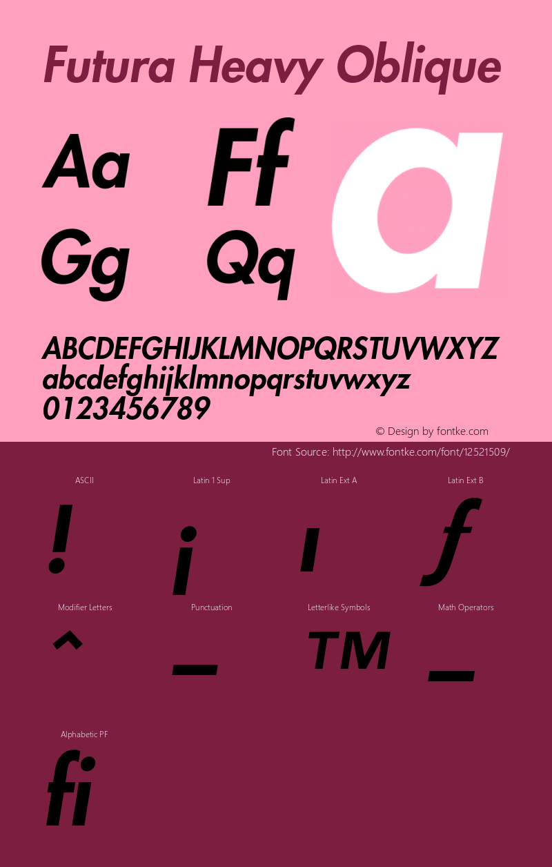 Futura Heavy Oblique 001.002 Font Sample