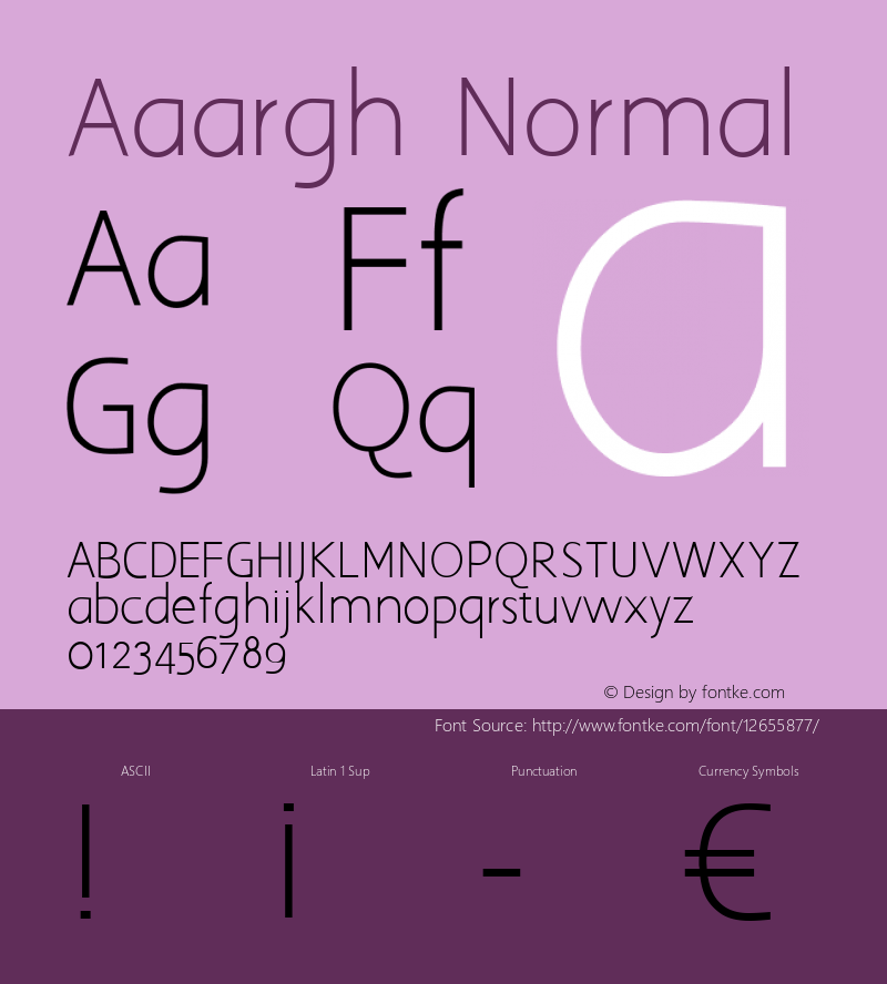 Aaargh Normal Version 1.00 11/7/2004 Font Sample