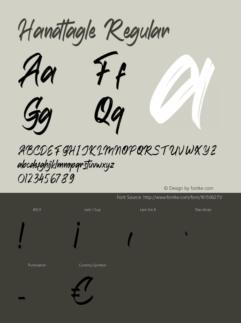 Handtagle Version 1.00;May 29, 2021;FontCreator 13.0.0.2683 64-bit Font Sample