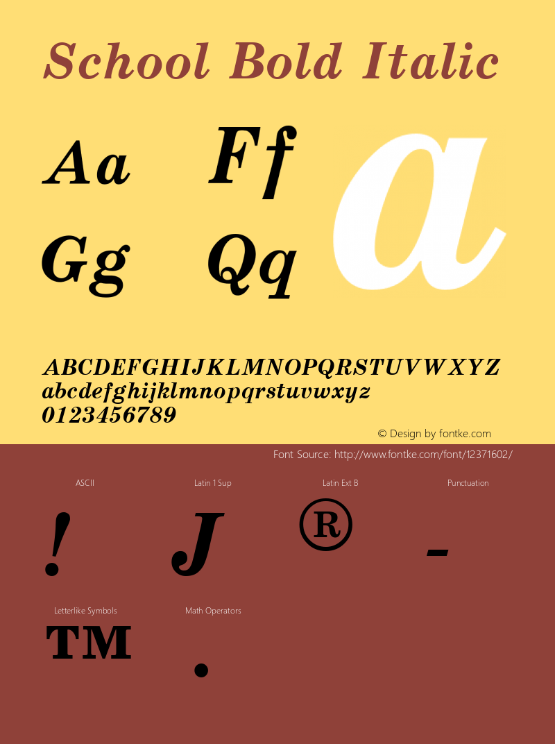 School Bold Italic Altsys Metamorphosis:9/30/92 Font Sample