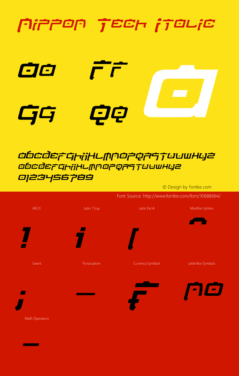 Nippon Tech Italic Version 1.10 April 9, 2015 Font Sample