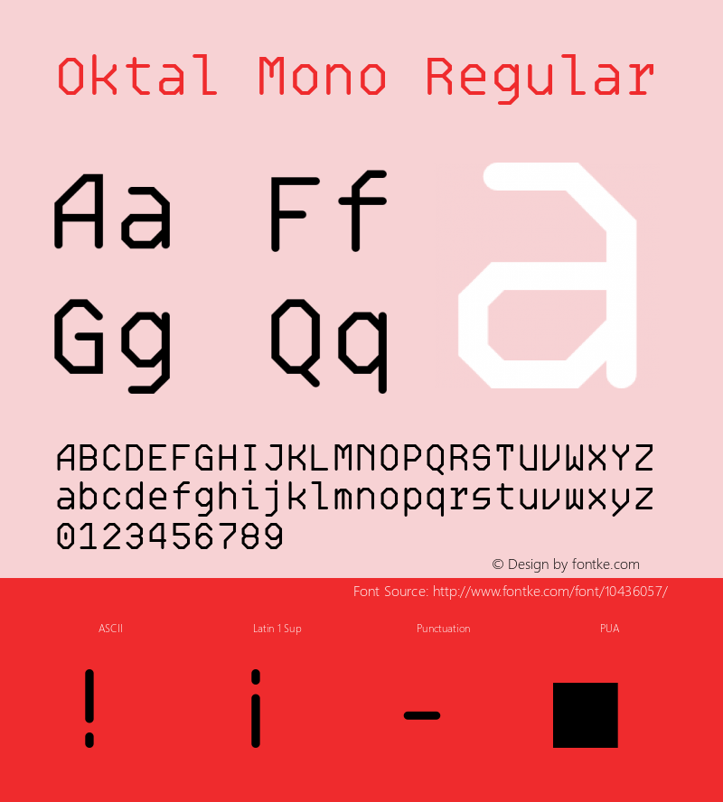 Oktal Mono Regular Version 1.000 Font Sample