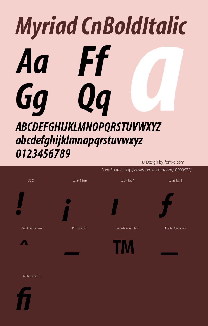 Myriad CnBoldItalic Version 001.000 Font Sample