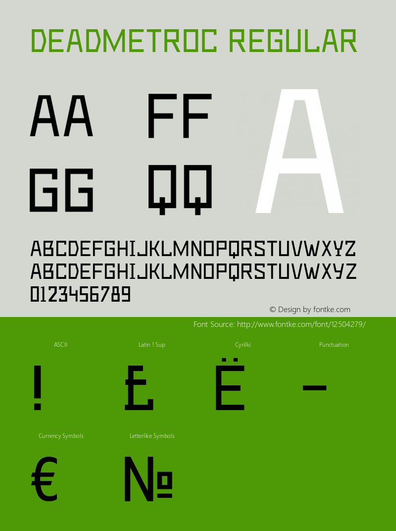 DeadMetroC Regular OTF 1.0;PS 001.000;Core 116;AOCM 1.0 28 Font Sample