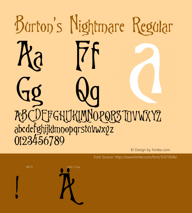 Burton's Nightmare Regular Version 1.0 Font Sample