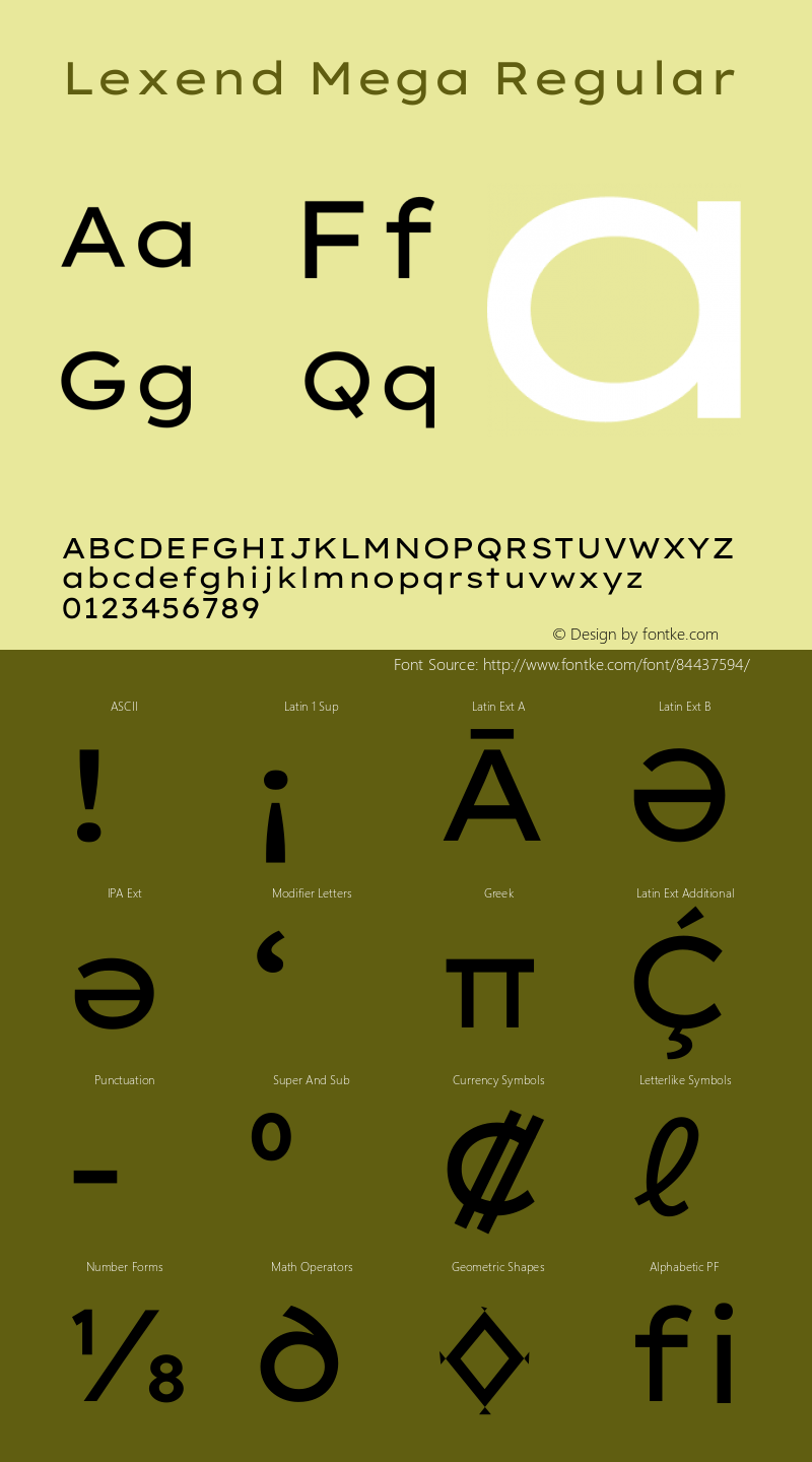 Lexend Mega Regular Version 1.002 Font Sample