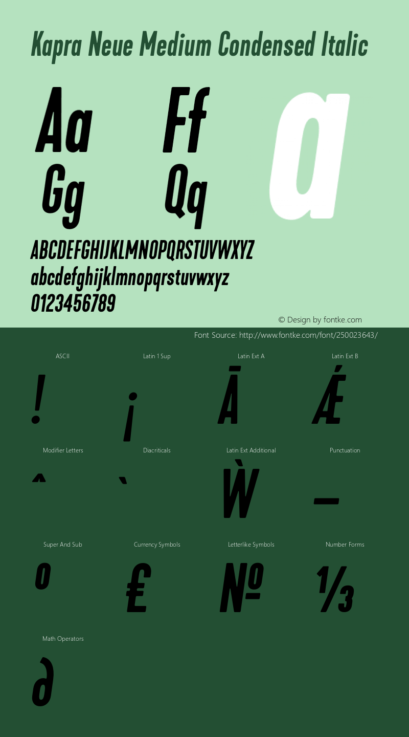 Kapra Neue Medium Condensed Italic Version 1.000;PS 001.000;hotconv 1.0.88;makeotf.lib2.5.64775图片样张