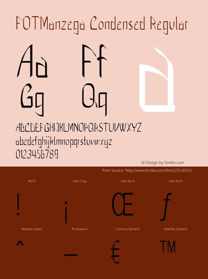 FOTManzega-CondensedRegular Version 1.000 Font Sample