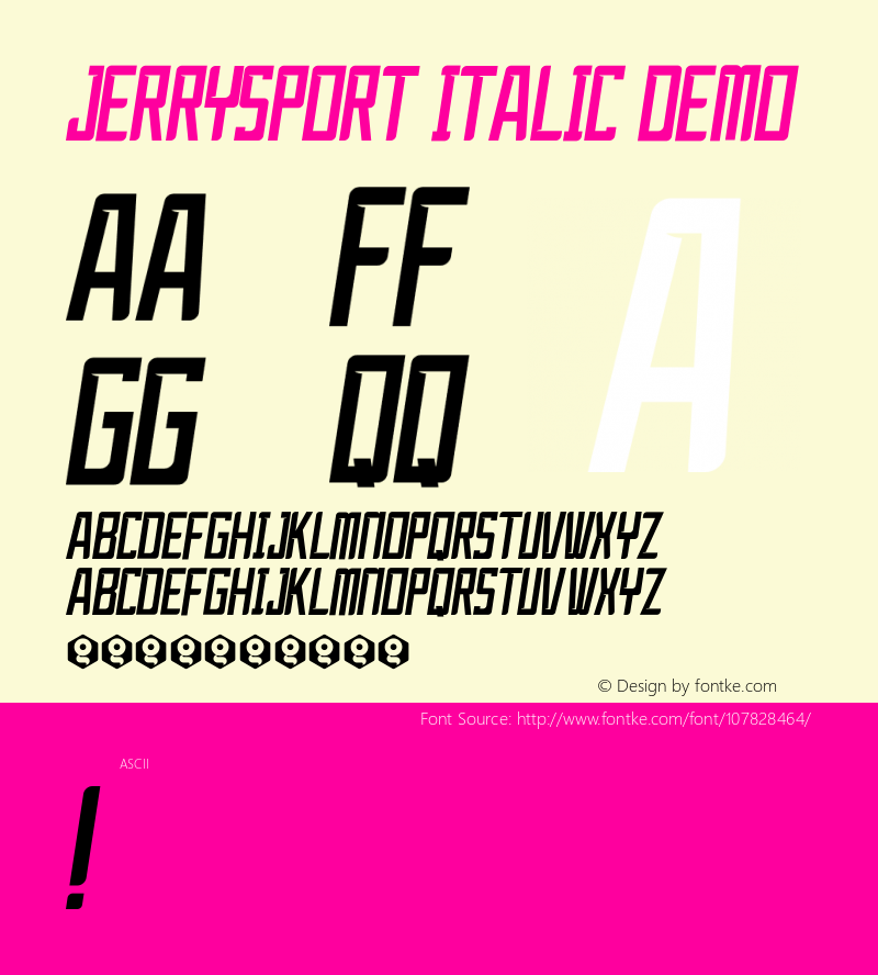 JerrySport Italic Demo Version 1.000 Font Sample