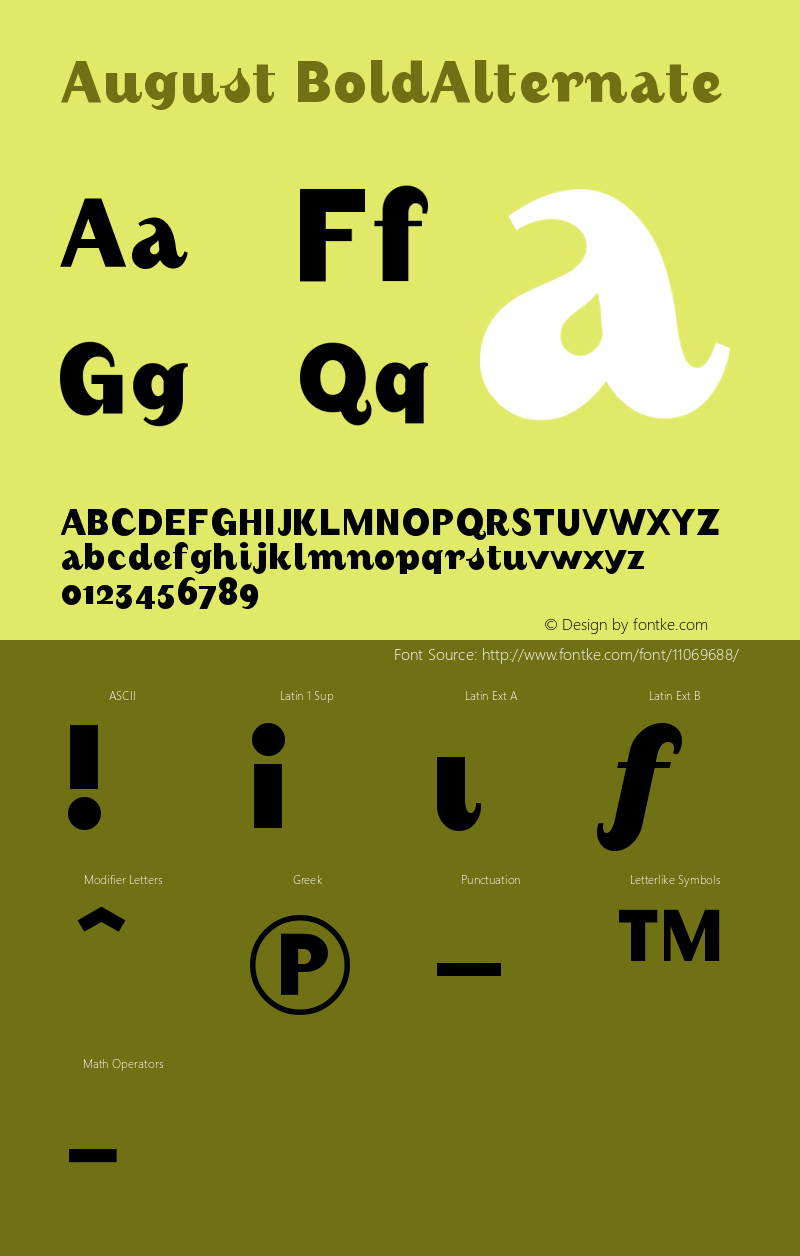 August BoldAlternate Version 001.000 Font Sample