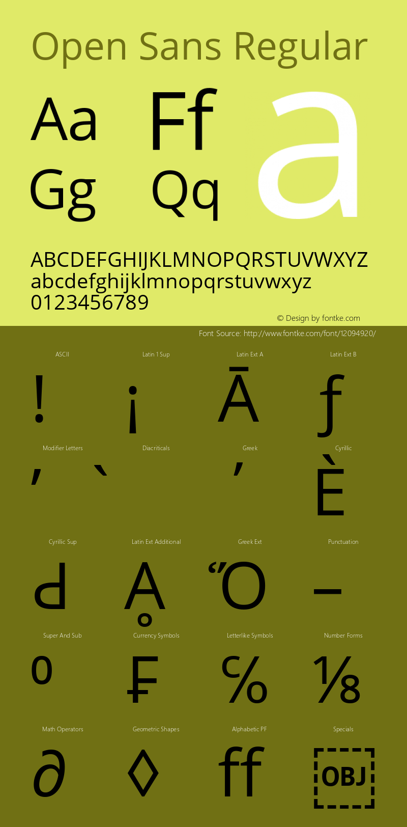 Open Sans Regular Version 1.10 Font Sample