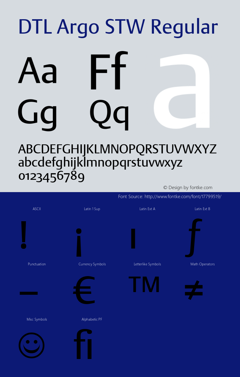 DTL Argo STW Regular Version 001.000 Font Sample