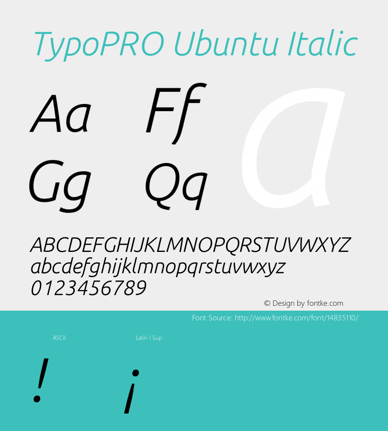 TypoPRO Ubuntu Italic Version 0.80 Font Sample