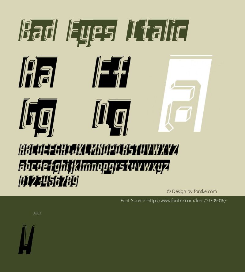 Bad Eyes Italic Version 001.000 Font Sample