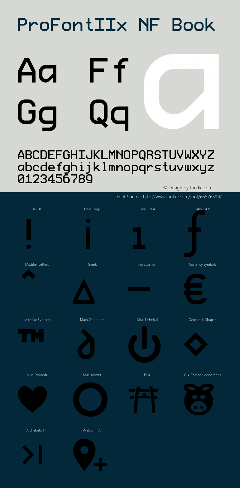 ProFont IIx Nerd Font Complete Windows Compatible Macromedia Fontographer 4.1.5 5/11/97 Font Sample