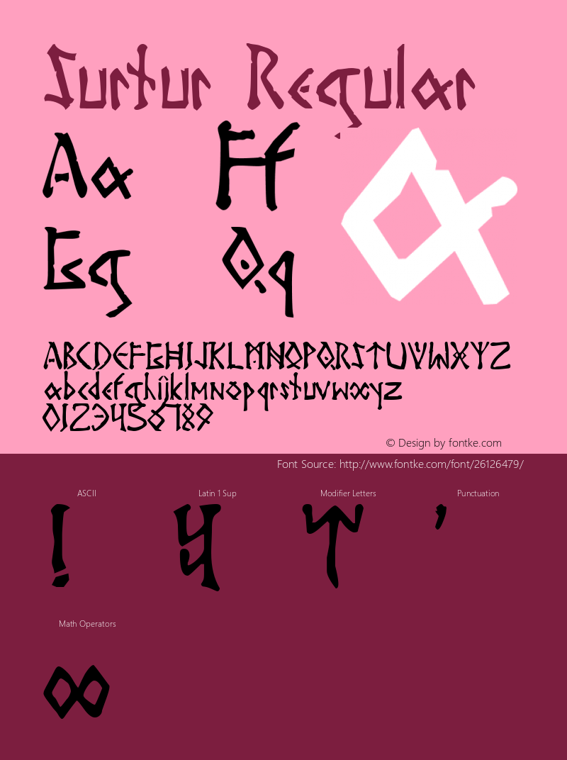 Surtur Altsys Fontographer 4.0.3 8/20/99 Font Sample