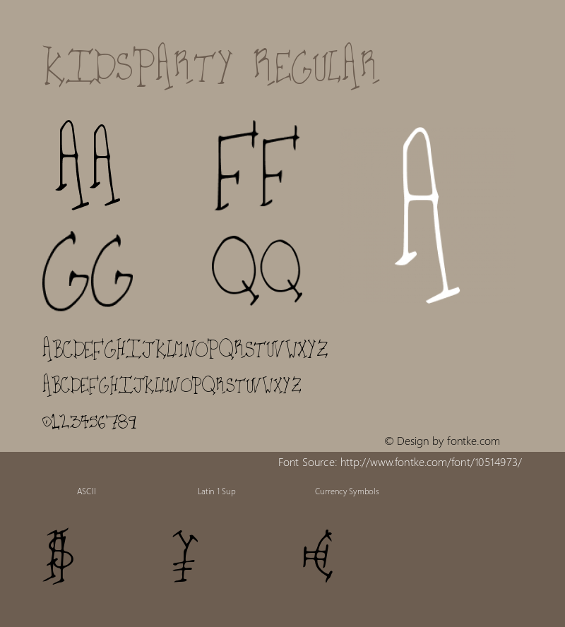 KidsParty Regular Version 1.00 September 8, 2013, initial release Font Sample