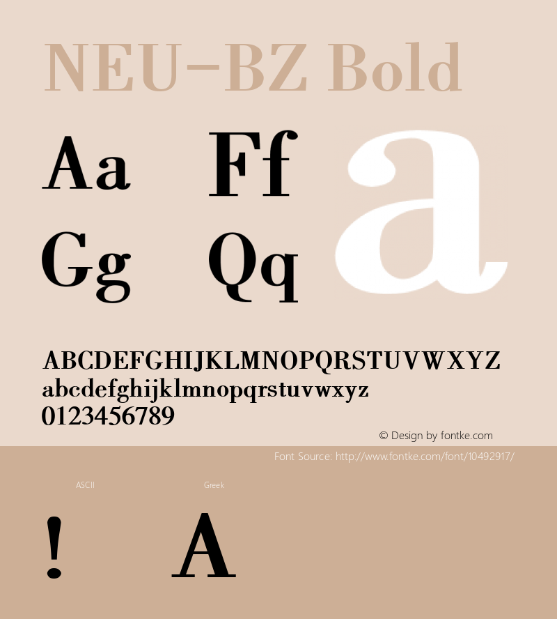 NEU-BZ Bold 2.0 Font Sample