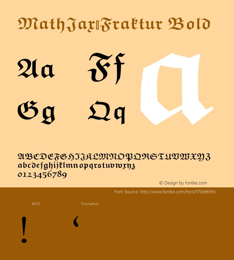 MathJax_Fraktur Bold Version 1.1 Font Sample