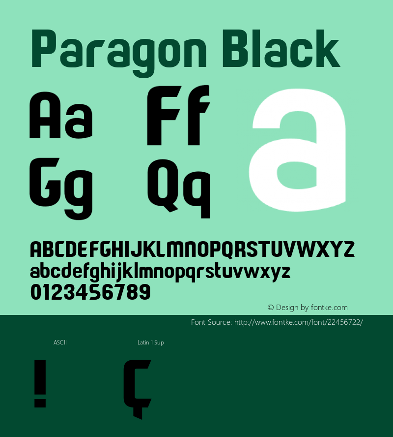 Paragon Black Version 1.000 Font Sample