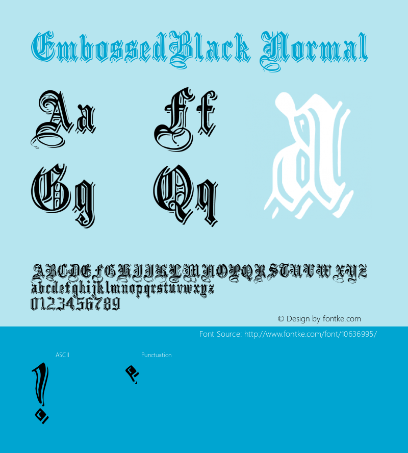 EmbossedBlack Normal 1.000 Font Sample