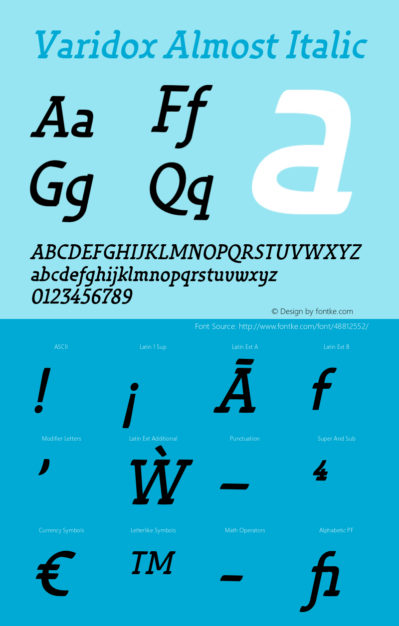 Varidox-AlmostItalic Version 1.00 Font Sample