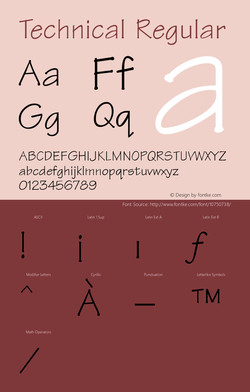 Technical Regular Print Artist: Sierra On-Line, Inc. Font Sample