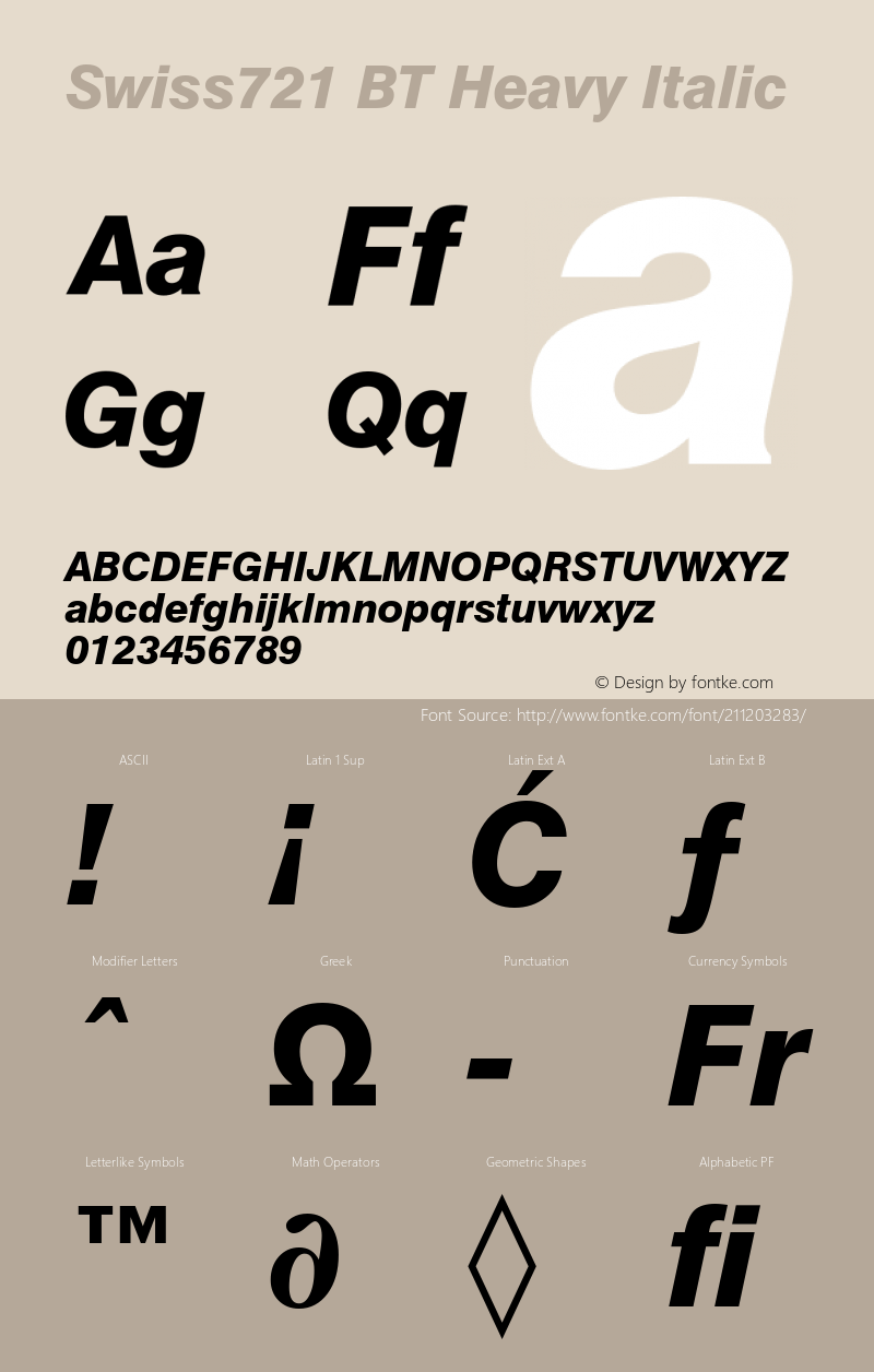 Swiss721 Hv BT Heavy Italic Version 5.0图片样张