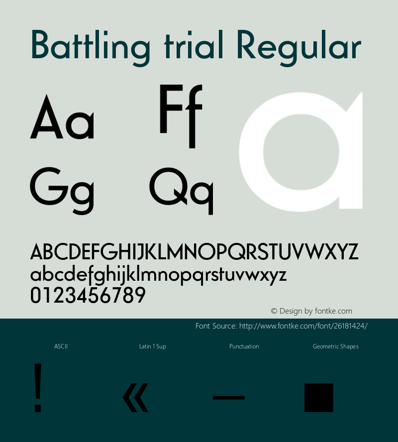 Battling trial Version 2.000 Font Sample