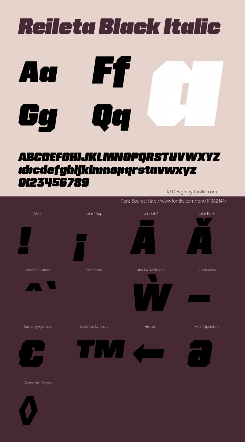 Reileta-BlackItalic Version 1.000;PS 001.000;hotconv 1.0.70;makeotf.lib2.5.58329 Font Sample