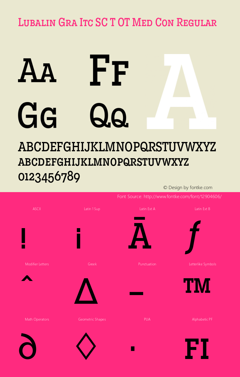 Lubalin Gra Itc SC T OT Med Con Regular OTF 1.001;PS 1.05;Core 1.0.27;makeotf.lib(1.11) Font Sample