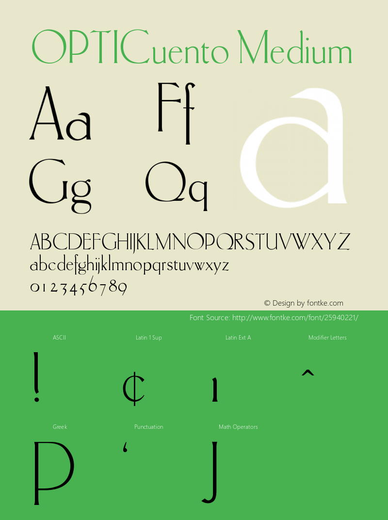 OPTICuento Version 001.000 Font Sample