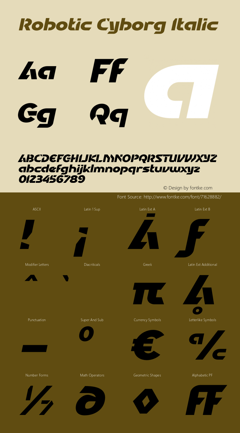 Robotic Cyborg Italic Version 1.00;June 16, 2020;FontCreator 12.0.0.2563 64-bit Font Sample