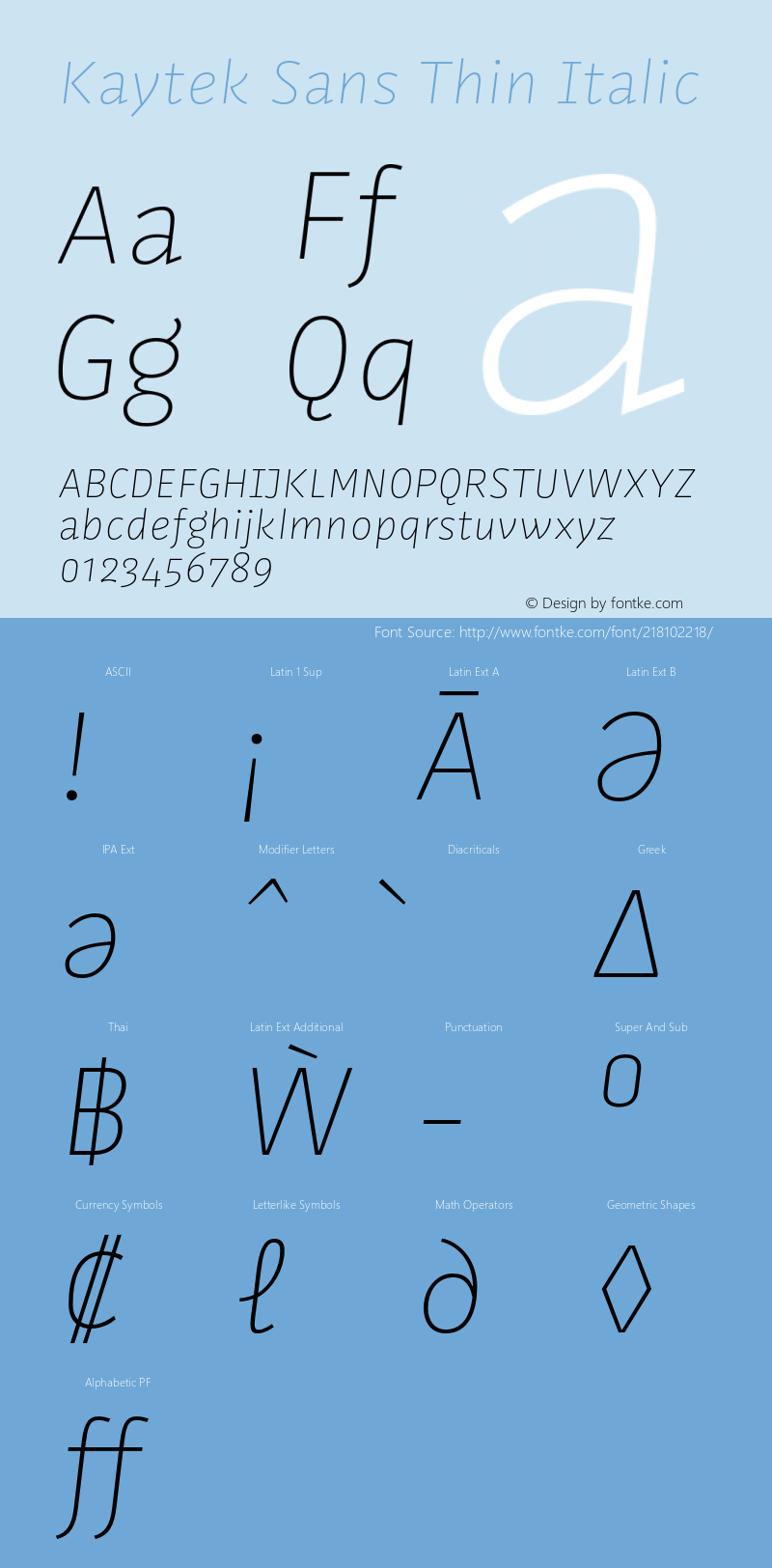 Kaytek Sans Thin Italic Version 1.00, build 6, s3图片样张