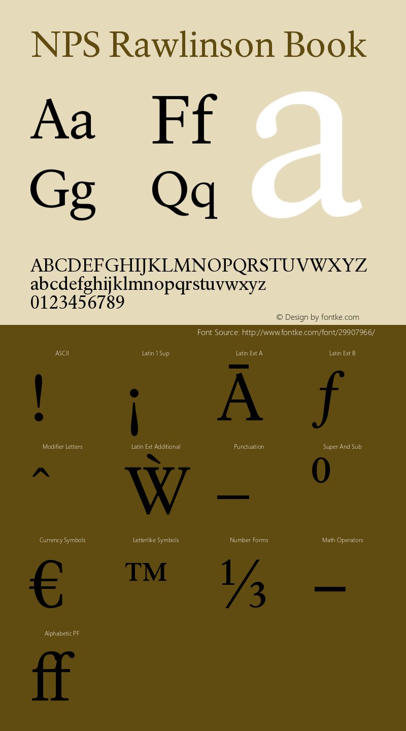 NPSRawlinson-Book Version 001.002 Font Sample