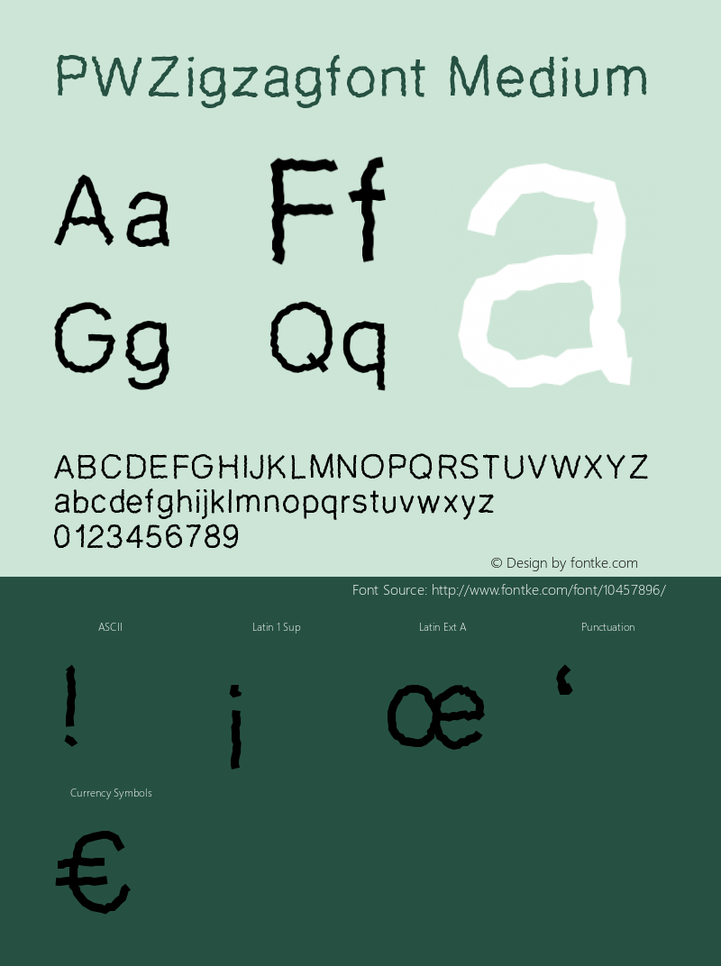 PWZigzagfont Medium Version 001.000 Font Sample