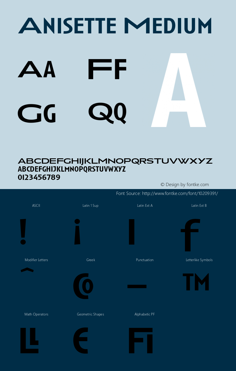 Anisette Medium 001.000 Font Sample