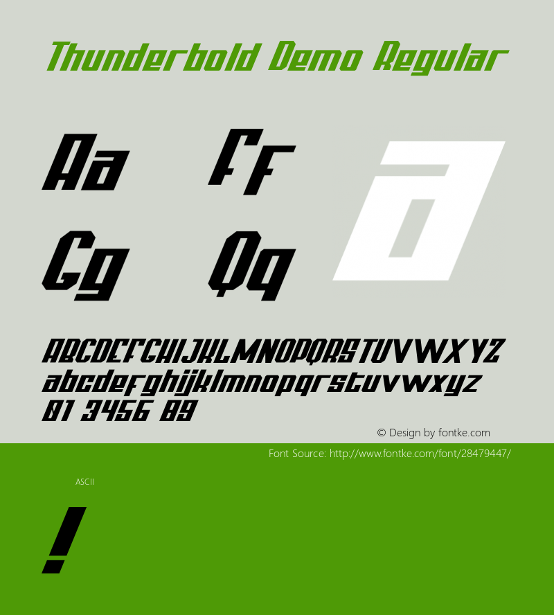 Thunderbold Demo Version 1.00 Font Sample