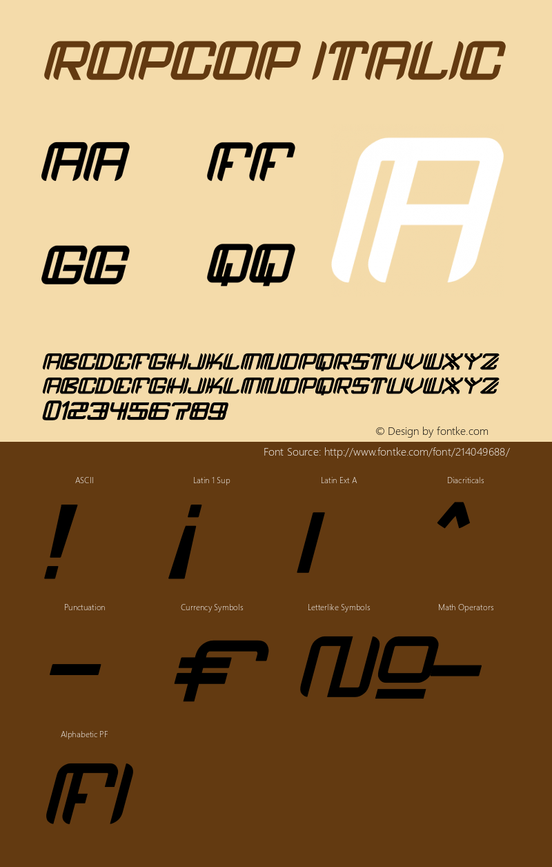 ropcop Italic Version 1.00;October 12, 2021;FontCreator 13.0.0.2683 32-bit图片样张