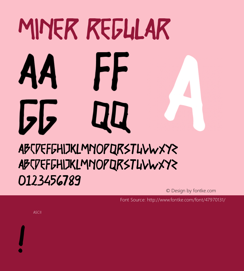 MINER Version 1.00;November 8, 2019;FontCreator 11.5.0.2427 64-bit Font Sample