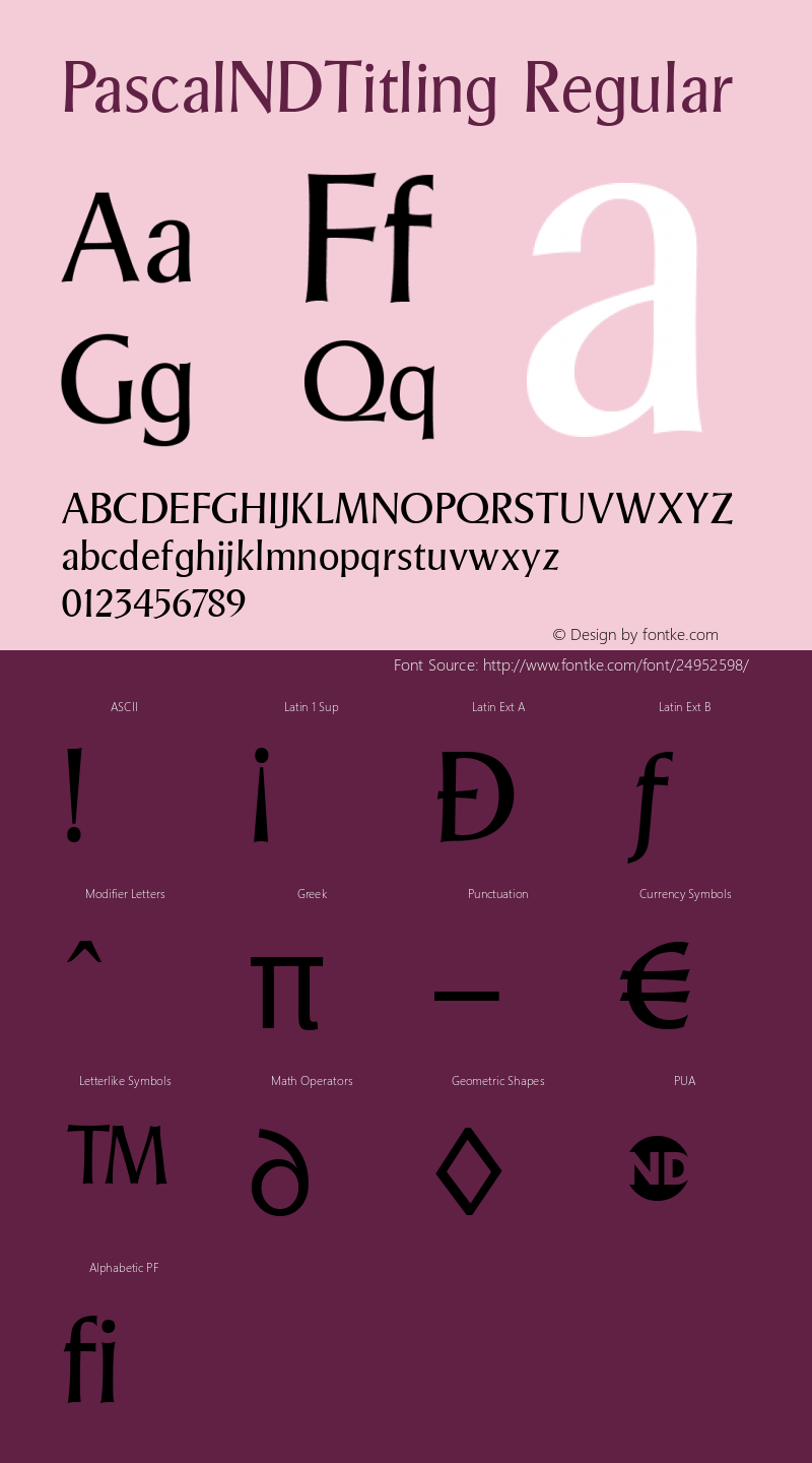 Pascal ND Titling Version 1.10;com.myfonts.easy.neufville.pascal-nd.titling.wfkit2.version.2XS6 Font Sample