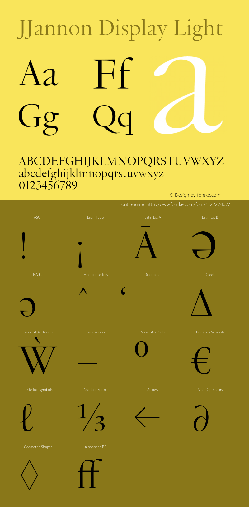 JJannonDisplay-Light Version 1.0 | wf-rip DC20190210 Font Sample