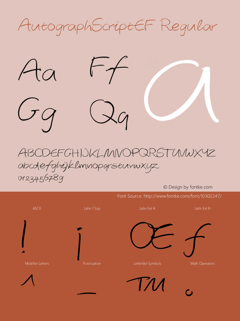 AutographScriptEF Regular Version 001.000 Font Sample