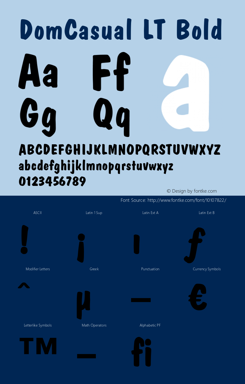 DomCasual LT Bold Version 6.1; 2002 Font Sample