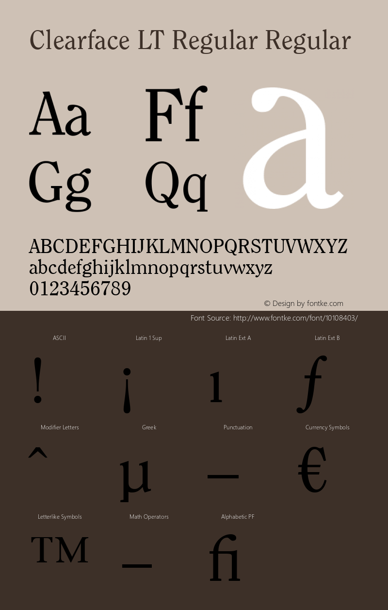 Clearface LT Regular Regular Version 6.1; 2002 Font Sample