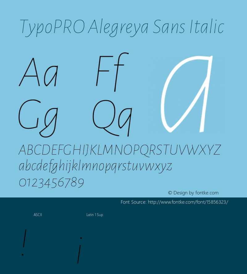 TypoPRO Alegreya Sans Italic Version 1.000;PS 001.000;hotconv 1.0.70;makeotf.lib2.5.58329 DEVELOPMENT Font Sample